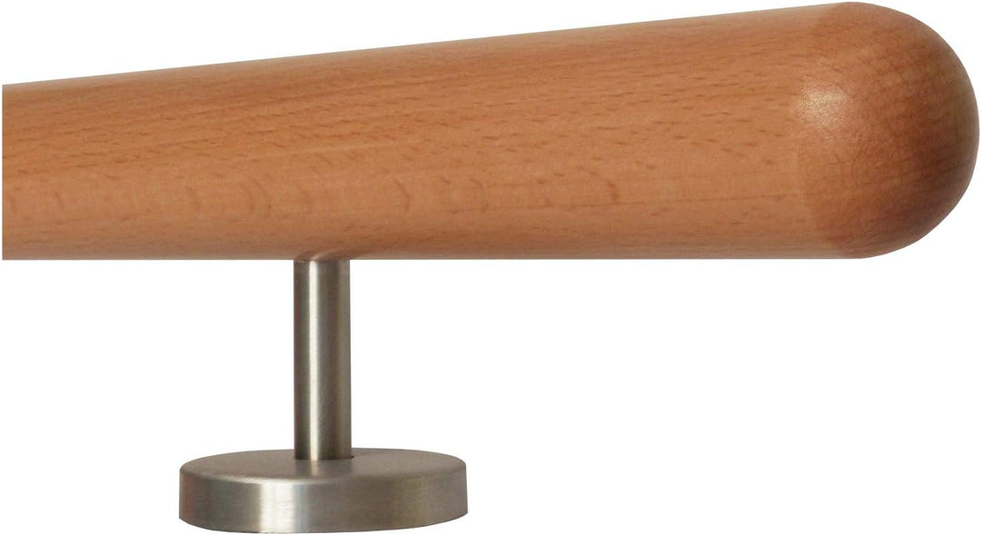 Buche Holz Treppe Handlauf Geländer Griff gerade Edelstahlhalter, Länge 30 - 500 cm aus einem Stück