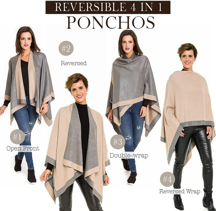MELIFLUOS DESIGNED IN SPAIN Damen Schal Wrap Poncho Ruana Cape Cardigan Pullover Open Front für Früh