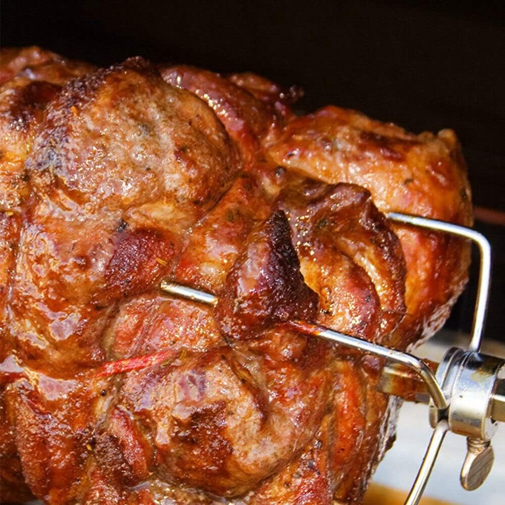 BBQ Grillspiess Edelstahl Motor Drehspiess geeignet für gleichmässiges Grillen von Fleisch und Gemüs