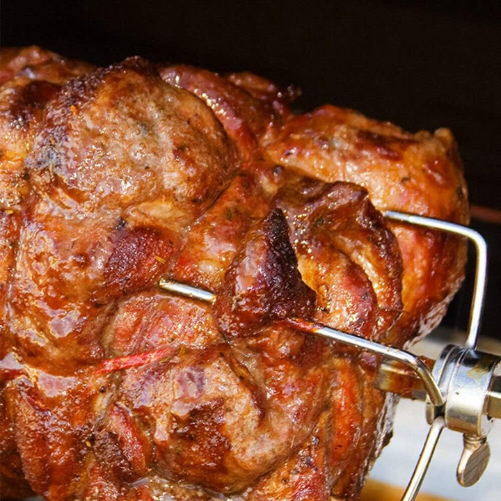 BBQ Grillspiess Edelstahl Motor Drehspiess geeignet für gleichmässiges Grillen von Fleisch und Gemüs