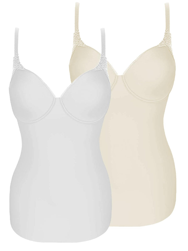 VIANIA! 2er Pack Spacer BH Hemd Carola 181514 75D Cream-weiss, 75D Cream-weiss