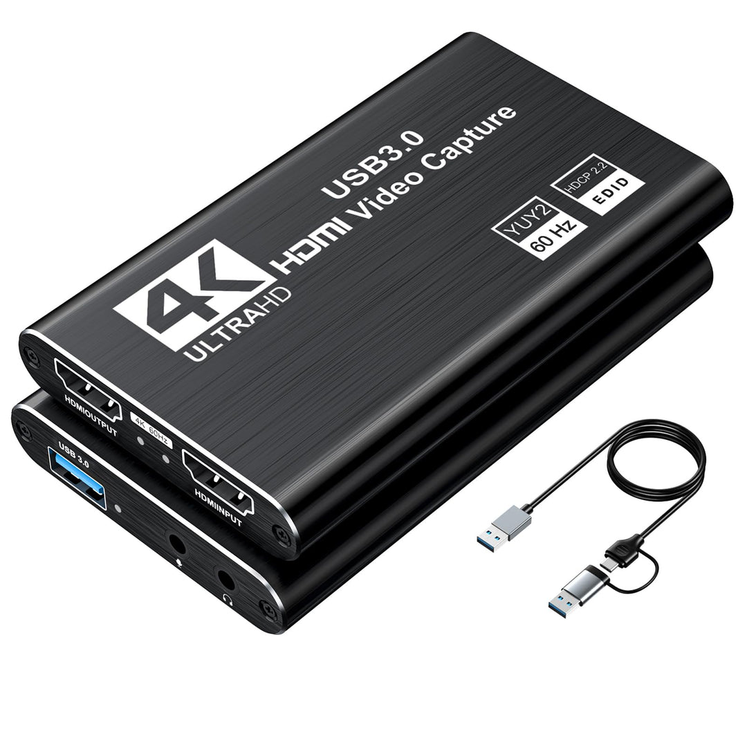 XIIXMASK Video Capture Card, Audio Video Capture Card, USB 3.0 Capture Card 4K HDMI Loop-Out, 1080P