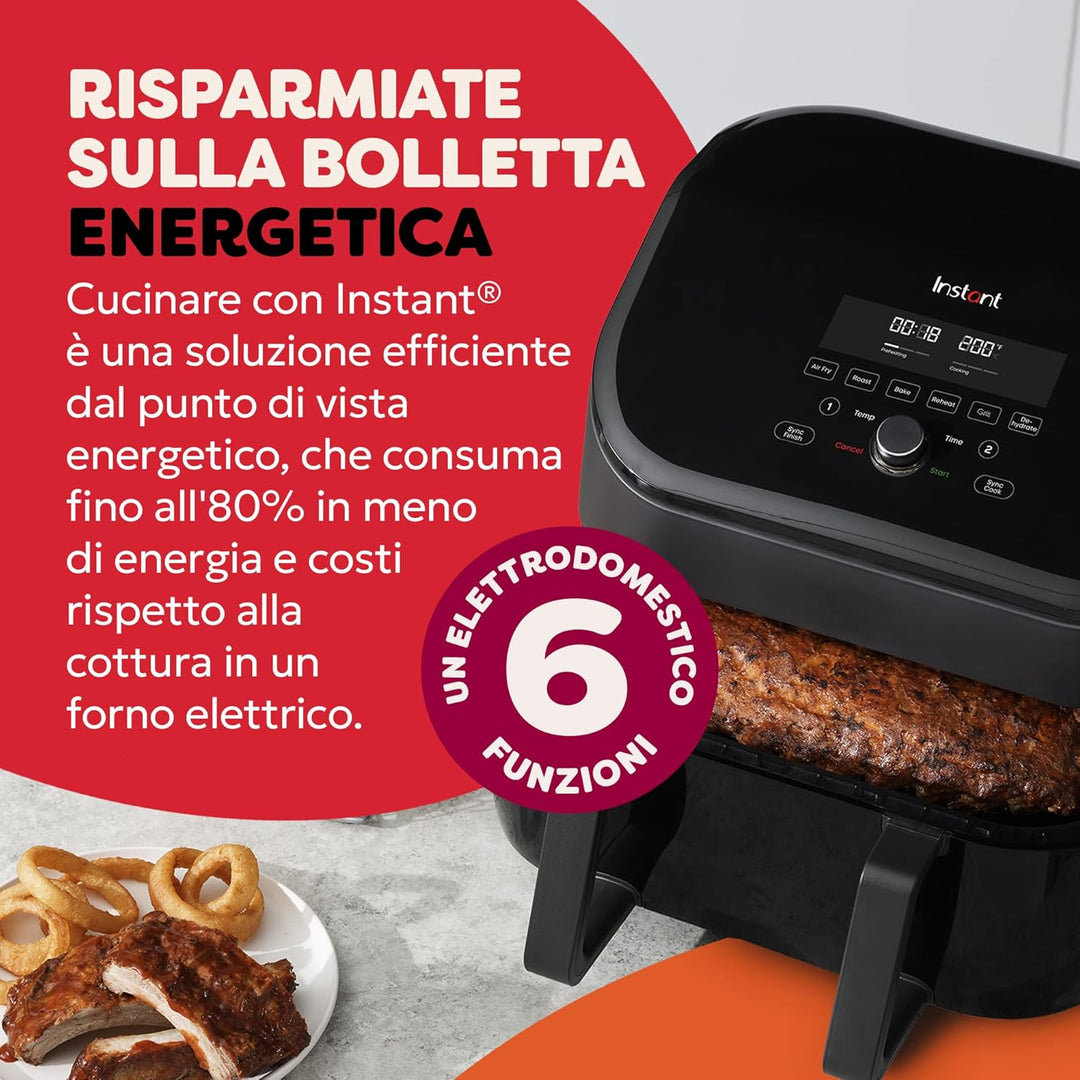 Instant Pot – Versazone Dual Black Heissluftfritteuse – Gross 8,5 l, Familiengrösse – Einzelner Dopp