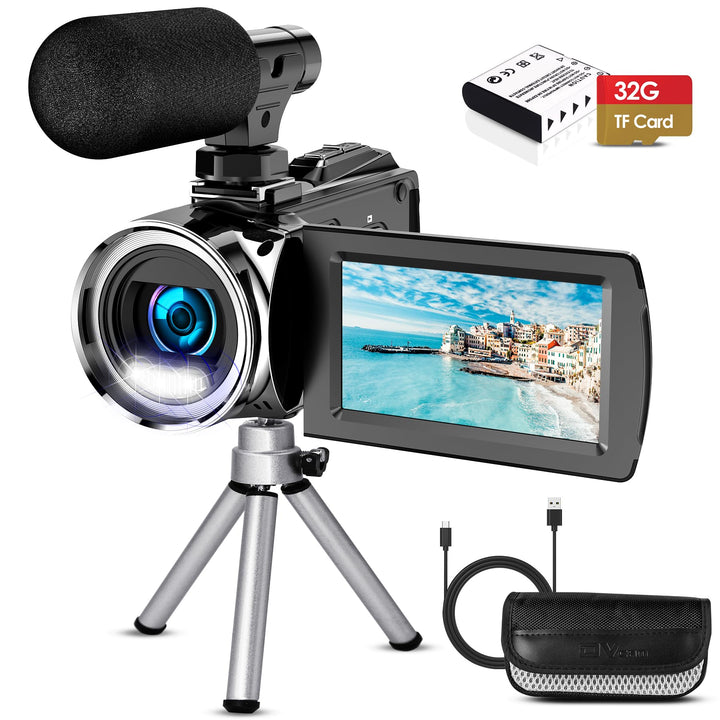 Caméscope vidéo 4K 36 MP Vlogging Caméra Pour Appareil Photo numérique YouTube 30 FPS 3,0 '' 270 ° A