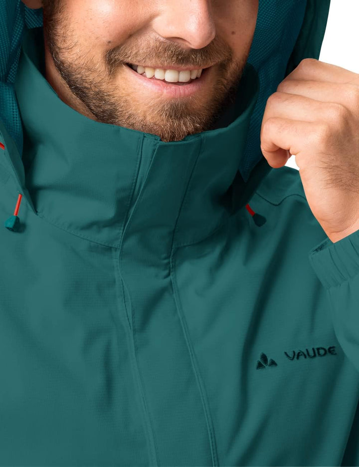 VAUDE Regenjacke Herren Escape Light, Wasserdichte Outdoor-Jacke, atmungsaktiver Windbreaker mit Kap