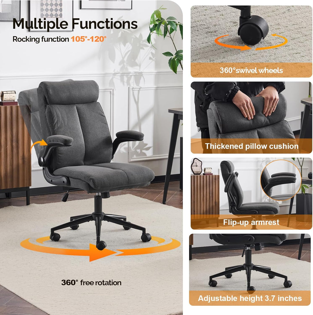 Bonnlo Ergonomischer Bürostuhl, Schreibtischstuhl mit hochklappbarer Armlehne, Computerstuhl, Drehst