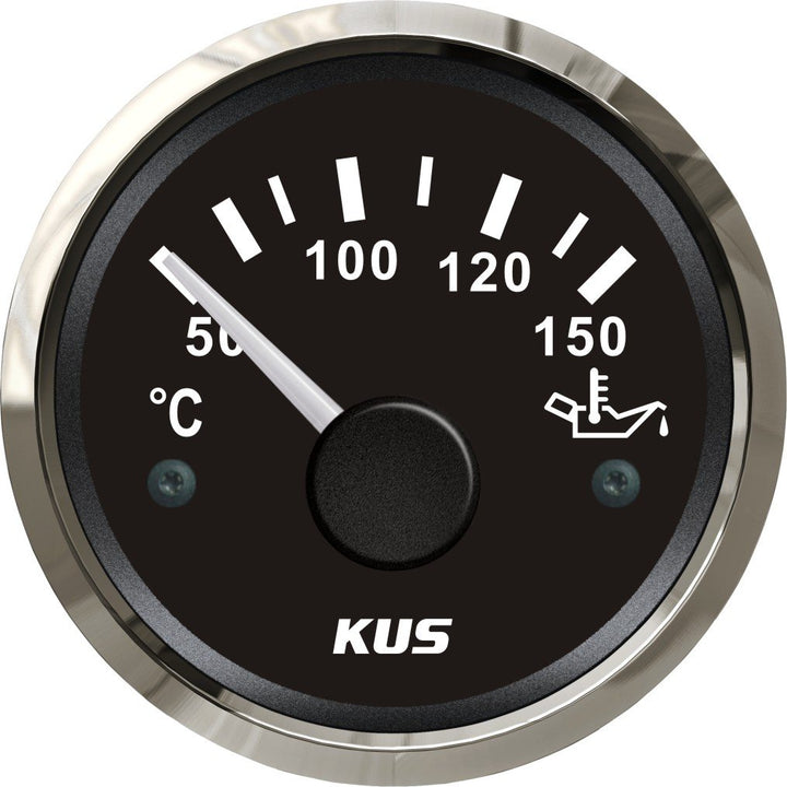 KUS Öltemperaturanzeige 50-150 ℃ Mit Hintergrundbeleuchtung 12V / 24V 52MM (2") (Schwarz), Schwarz