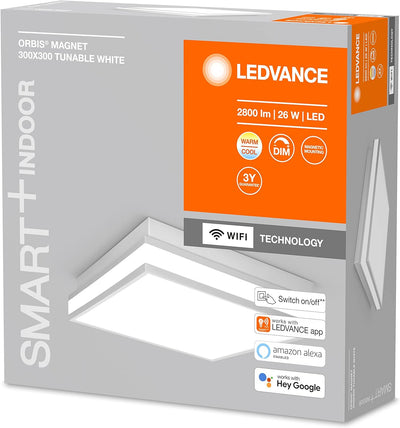 LEDVANCE ORBIS MAGNET SMART+ Wi-Fi 30x30cm, dimmbare LED Deckenleuchte für den Innenbereich, 26W, Fa