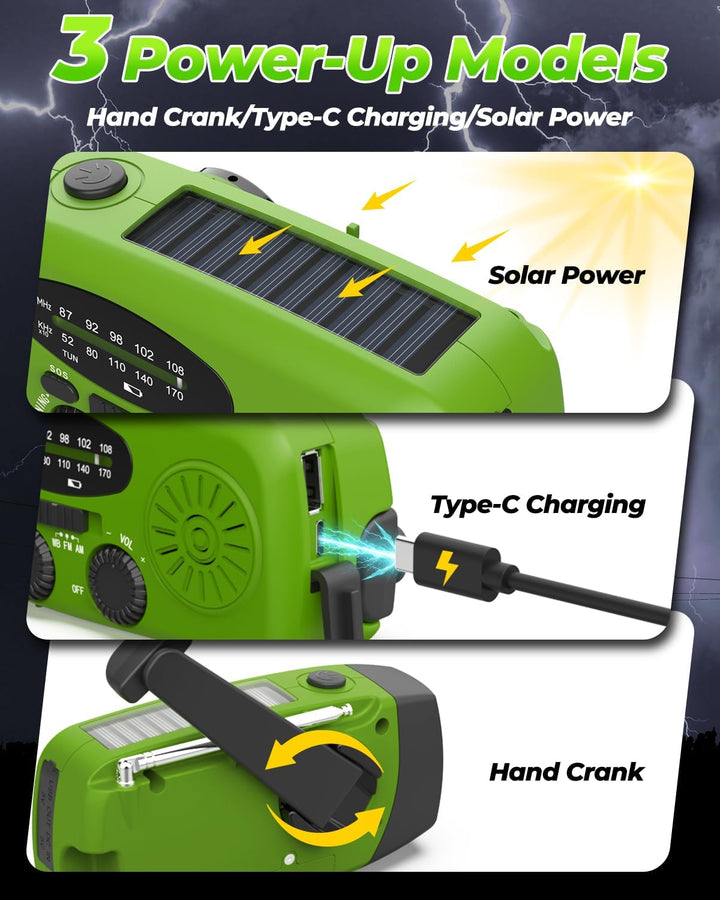 Solar Radio, Esky Kurbelradio AM/FM Wasserdicht Tragbare Radios SOS Alarm Notfallradio mit Power Ban