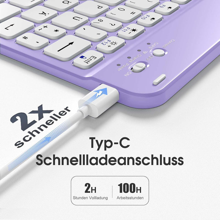 Vobafe Hülle mit Tastatur für iPad A16 11/10 Generation (2025/2022, 10,9/11 Zoll), Magnetisch Abnehm