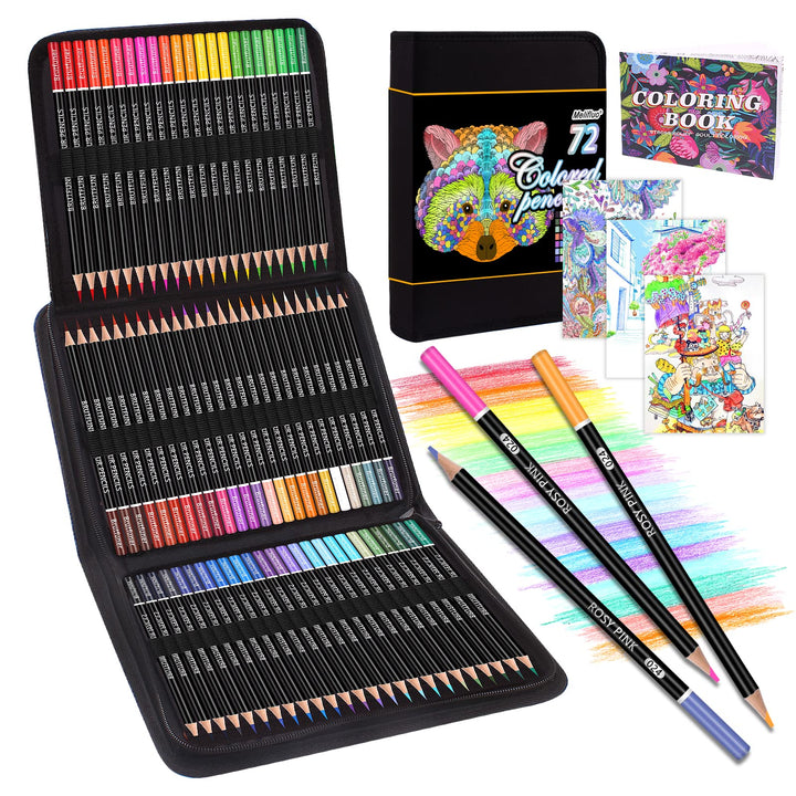 Melifluo 72 Buntstifte Set, Buntstifte 1 Malbuch,Tragbarer Premium-Reissverschlusstasche. Bundstifte