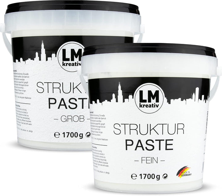 LM Strukturpaste fein &amp; grob je 1,7 kg | Texture Paste | Strukturpaste für Acrylmalerei | Strukturpa