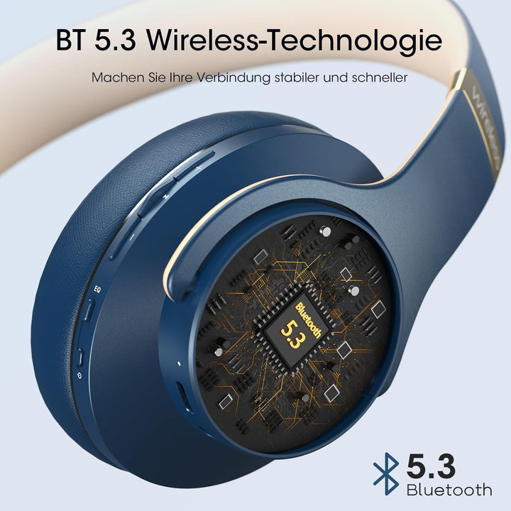 DOQAUS Bluetooth Kopfhörer Over Ear, Bis zu 90 Std Kabellose Kopfhörer mit 3 EQ-Modi, HiFi Stereo Fa