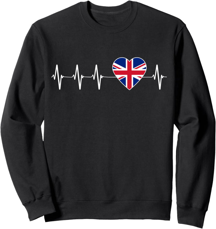 Herzschlag I Love the UK Flagge Herzpuls Sweatshirt