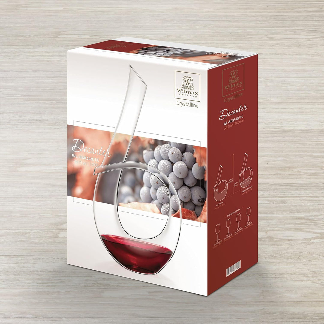 Wilmax Rotwein-Dekanter | 1000 ml | Wein-Karaffe aus Glas | Wein-dekantierer | Weinkaraffe | Dekanti