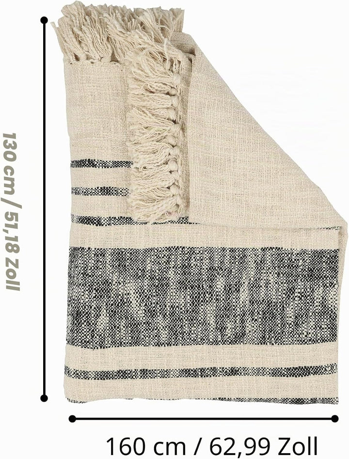EGLO LIVING Decke Longlac, Kuscheldecke gestreift im Industrial Design, Wolldecke für Couch, Sofadec