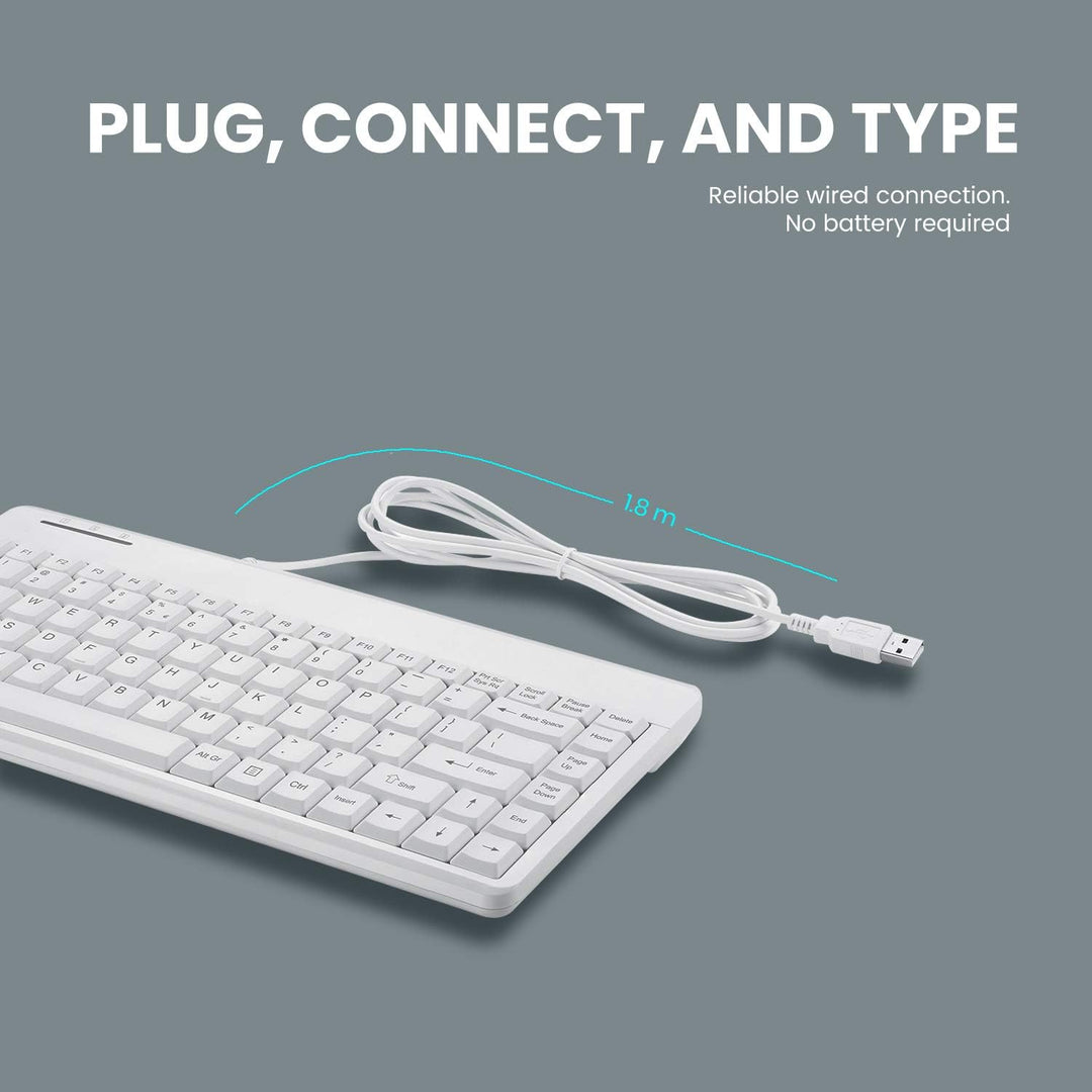 Perixx PERIBOARD-409WU US, Wired USB Mini Keyboard - White - US English… USB Typ-A Weiss, USB Typ-A