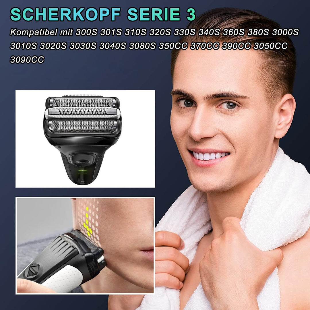 Elektrischer Rasierkopf Series 3, 32B Elektrorasierer Scherkopf für Series 3 S3 Ersatzscherteil 3040