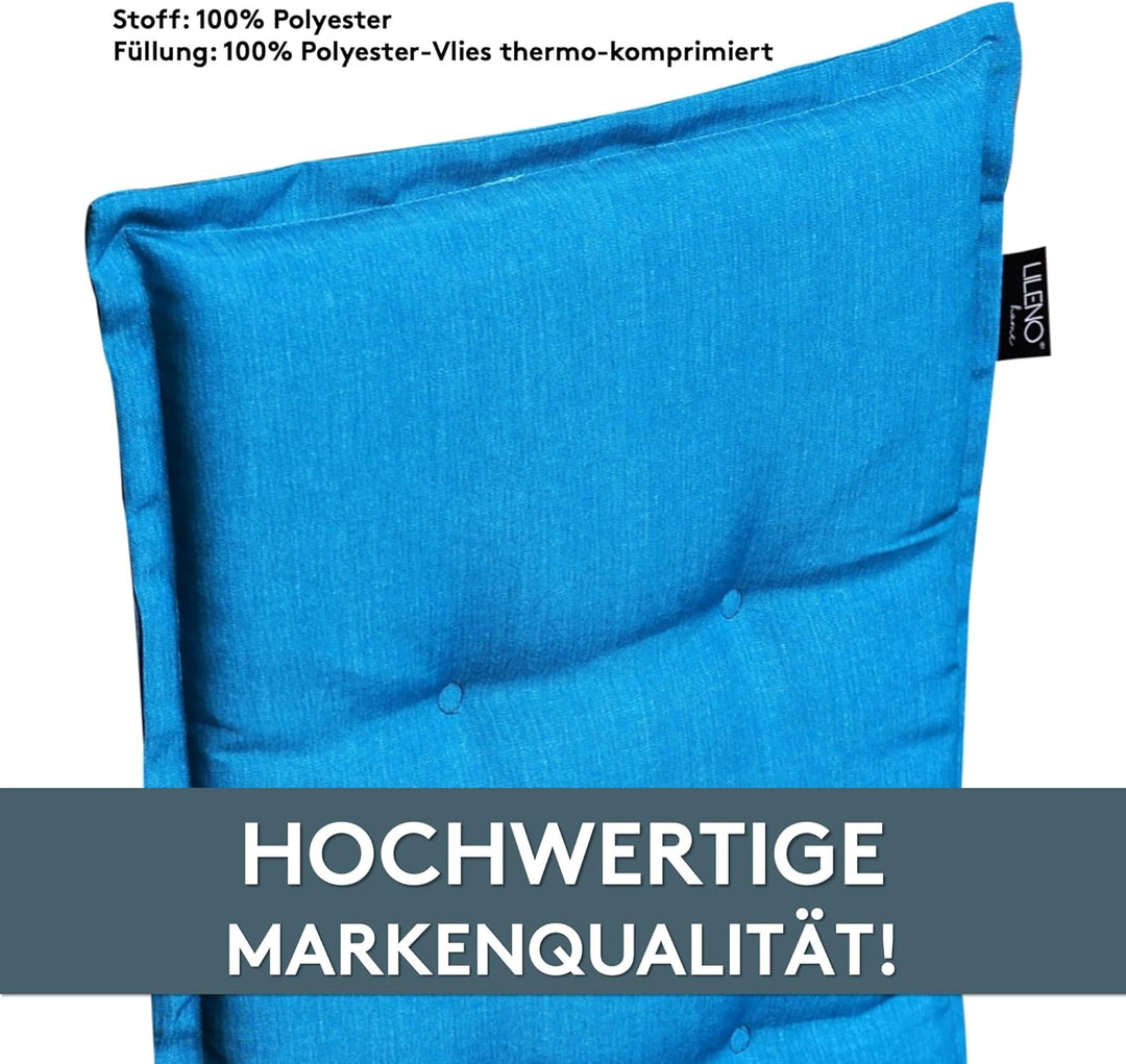 LILENO HOME Gartenstuhl Auflagen als [1er Set - Hochlehner] in Aqua Uni - Bequeme Liegen als Sitzauf