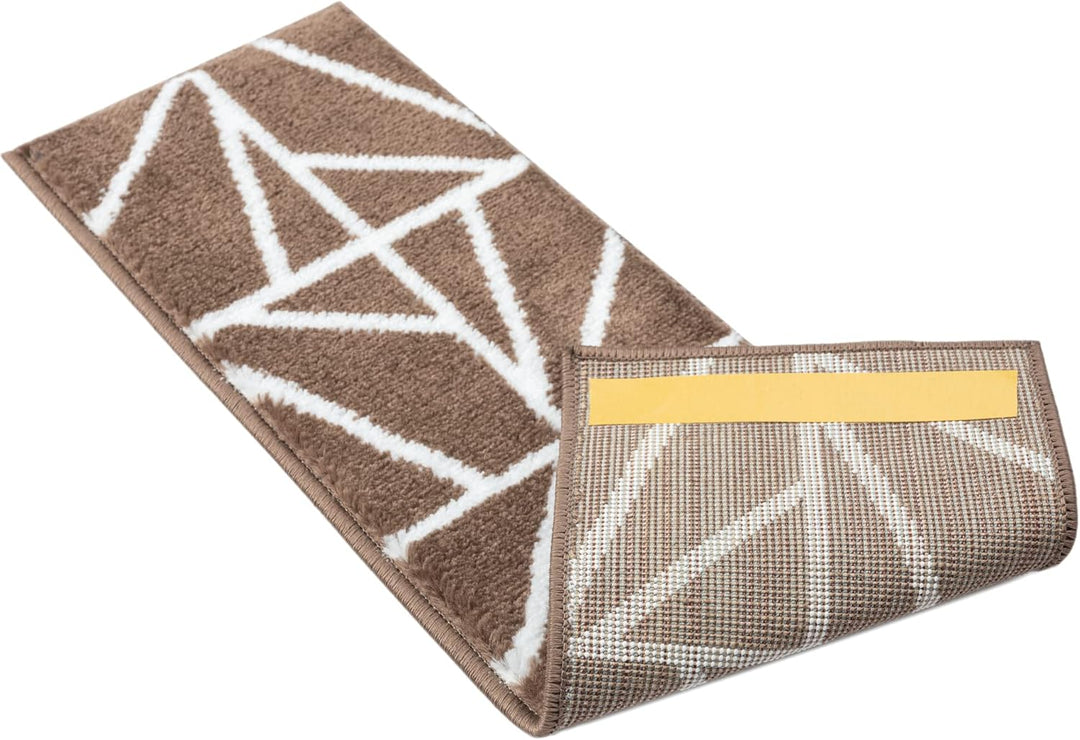 Glary Home 15er Set Stufenmatten 22cm x 71cm x 1.2cm Treppenteppich Selbstklebend / GH39A-WBRW (Drei