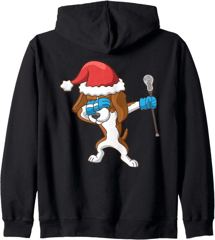 Lacrosse Dabbing Beagle Hund Santa LAX Christmas Sports Kapuzenjacke