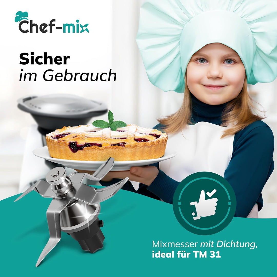 TM31 Messer aus Edelstahl inkl Dichtring Ersatz für Vоrwerk Thermоmix Messer TM31 - Küchenmaschine T