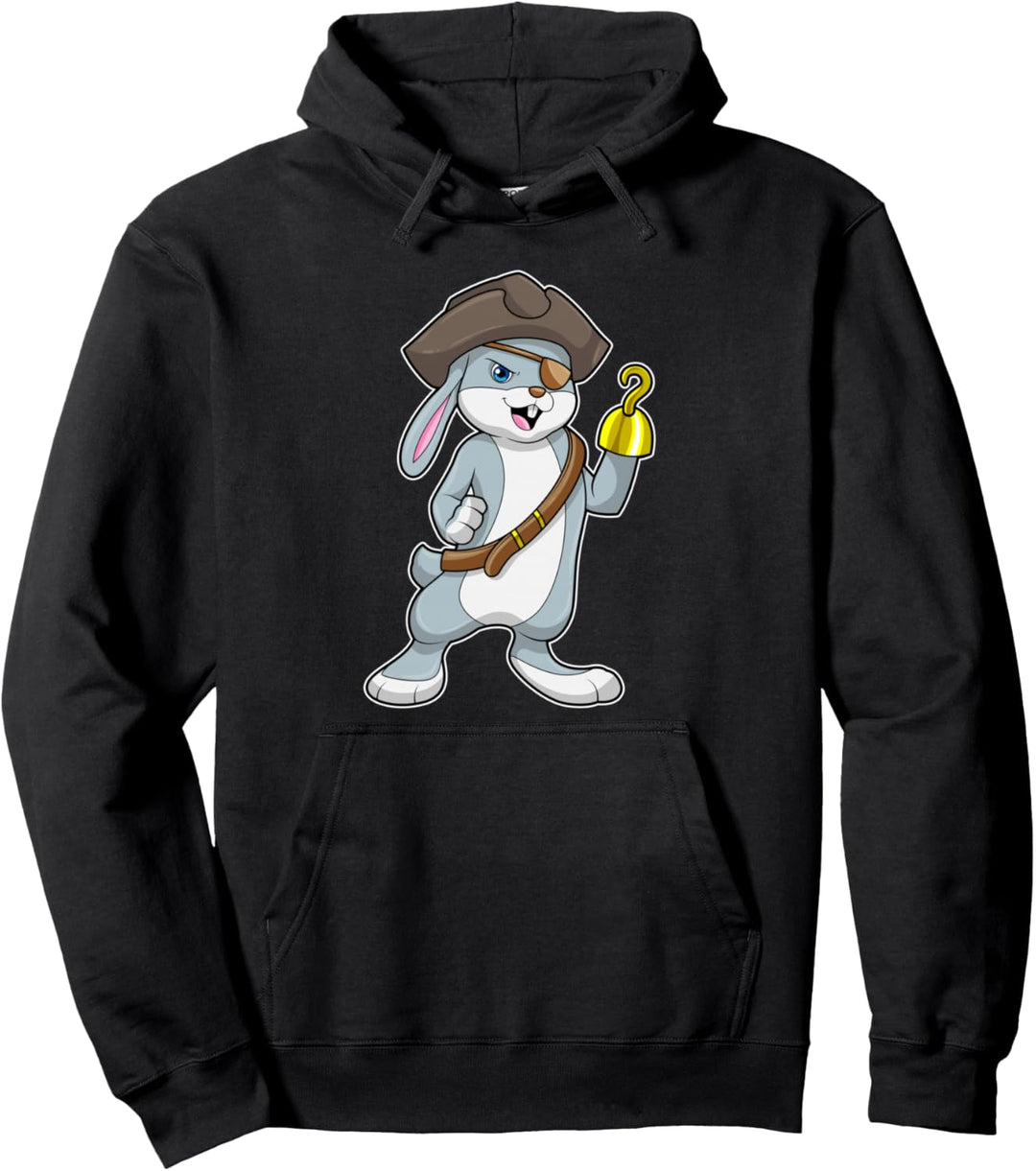 Hase Pirat Hakenhand Augenklappe Pullover Hoodie