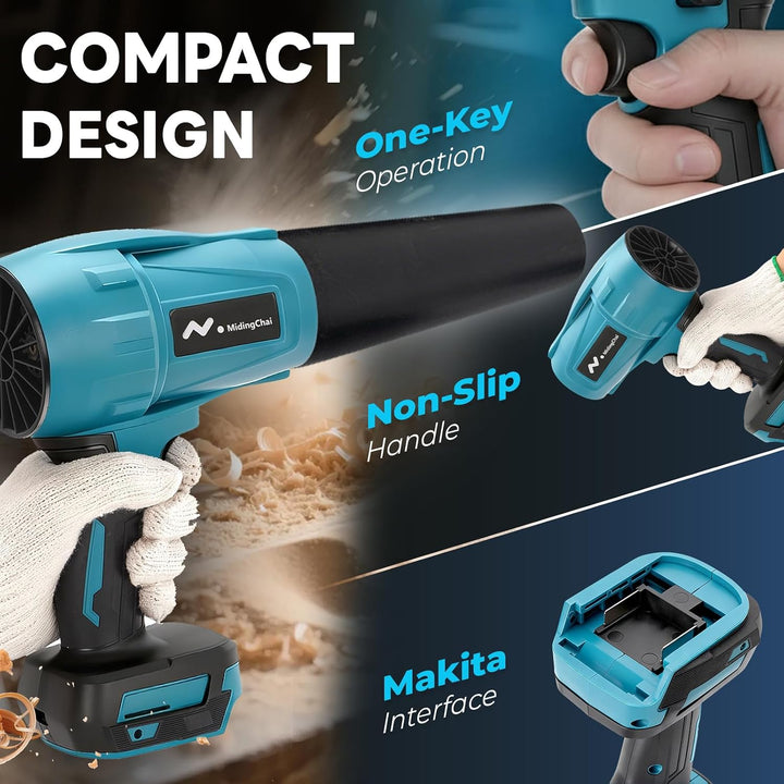 Akku Gebläse Kompatibel mit Makita 18V, Laubbläser Akku mit 3-Düsen, 32000 U/Min, 500g Luftdruck, Ha