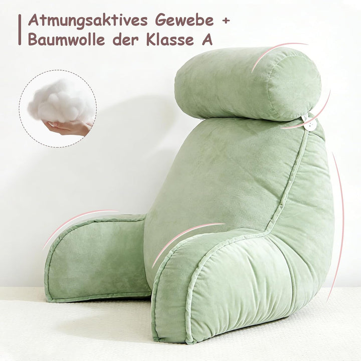 Extra Grosses Lesekissen mit Abnehmbarer Hülle, Ergonomisches Rückenstützkissen für Bett/Sofa, Gefül