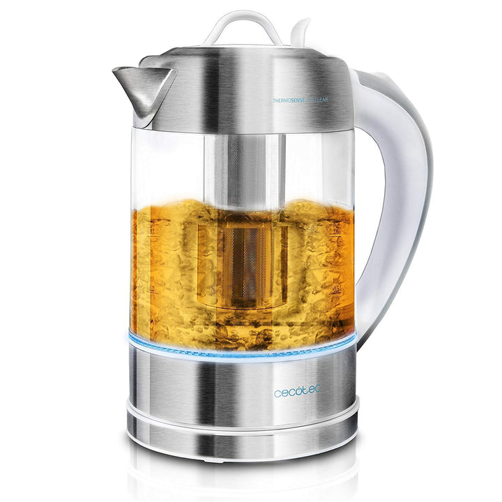 Cecotec Elektrischer Wasserkocher ThermoSense. 1,7 Liter, Borosilikatglas, Frei von BPA, Basis 360 ª