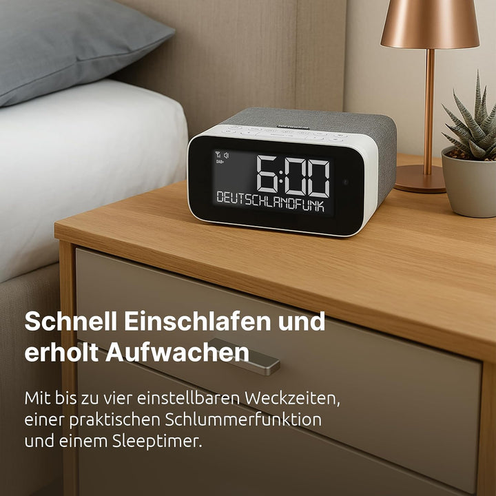 TechniSat DIGITRADIO 52 ASA – DAB+ Radiowecker mit Automatic Safety Alert (ASA, UKW, Wecker, Vier We