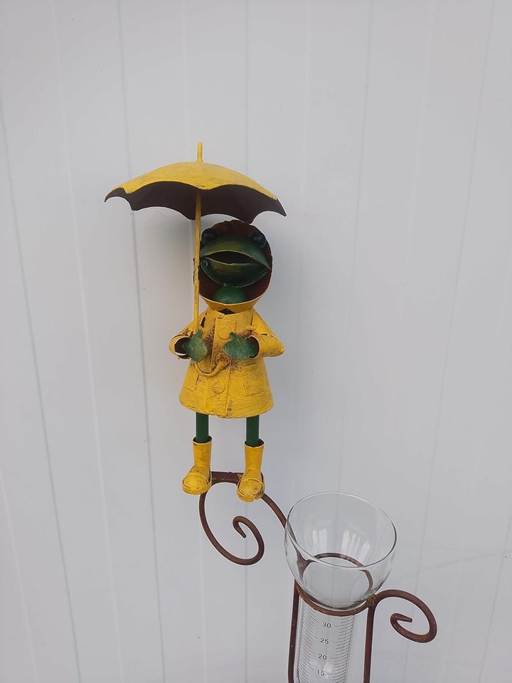 Generisch Regenmesser Frosch Handarbeit 157,5cm Metall Garten Dekoration