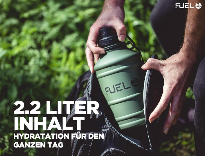 Fuel24 Extra Stark Trinkflasche Edelstahl Metall 1.3L & 2.2L - Auslaufsicher & BPA-Frei Wasserflasch
