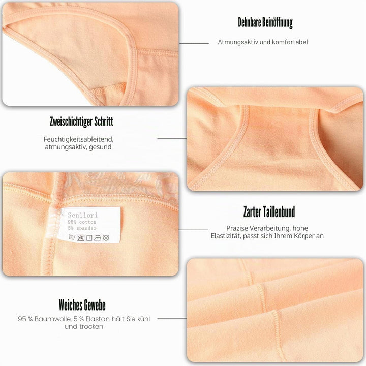 Senllori Damen Unterwäsche, hohe Taille, Baumwolle, Bauchkontrolle, weiche volle Abdeckung Multipack