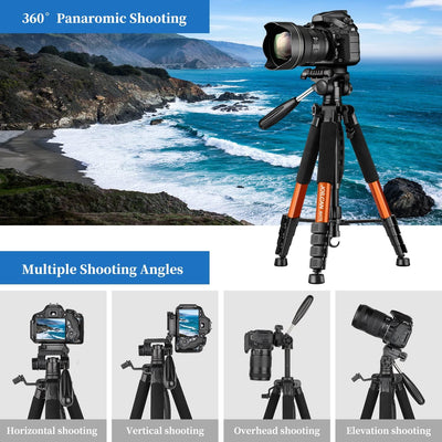 JOILCAN Kamera Stativ, 187cm Aluminium Leichte Dreibeinstativ für Canon Nikon DSLR mit Abnehmbar 3-W