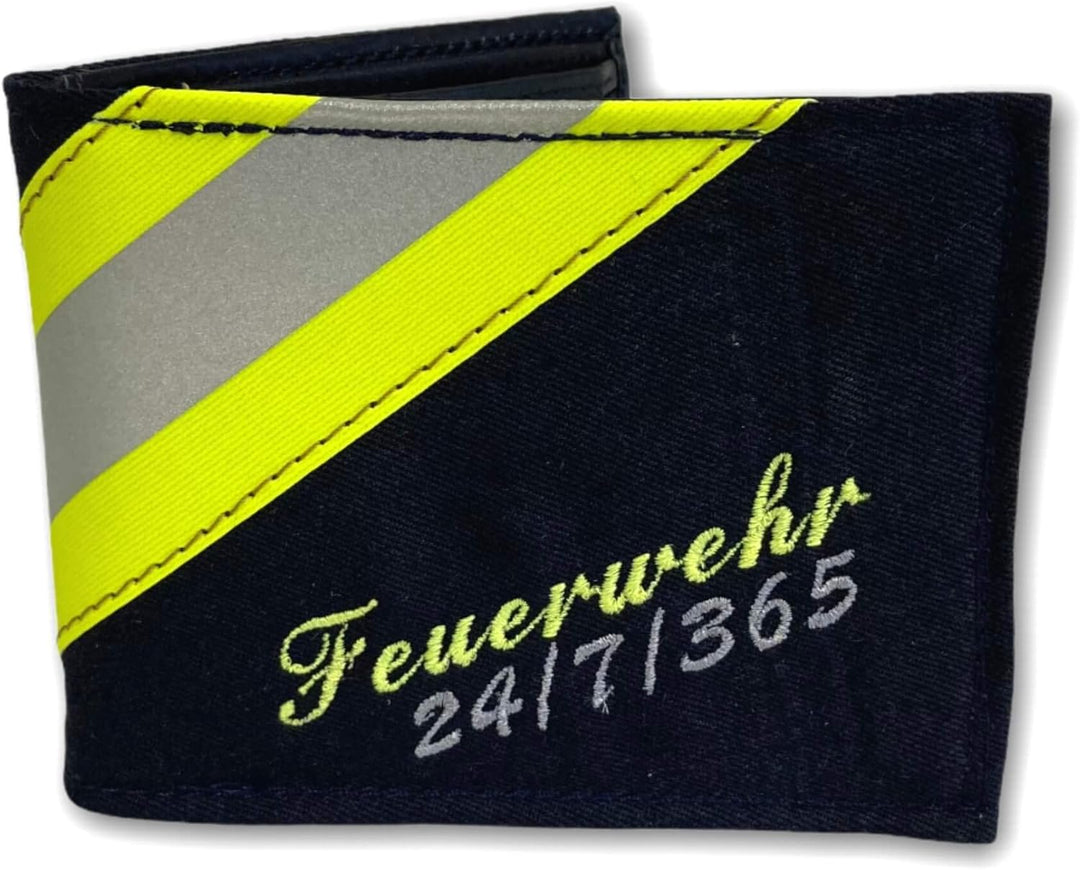 Roter Hahn 112 Feuerwehr Geldbörse/Navy-M Feuerwehr 24-7-365 / Portemonnaie Geldtasche Portjuchhe Br
