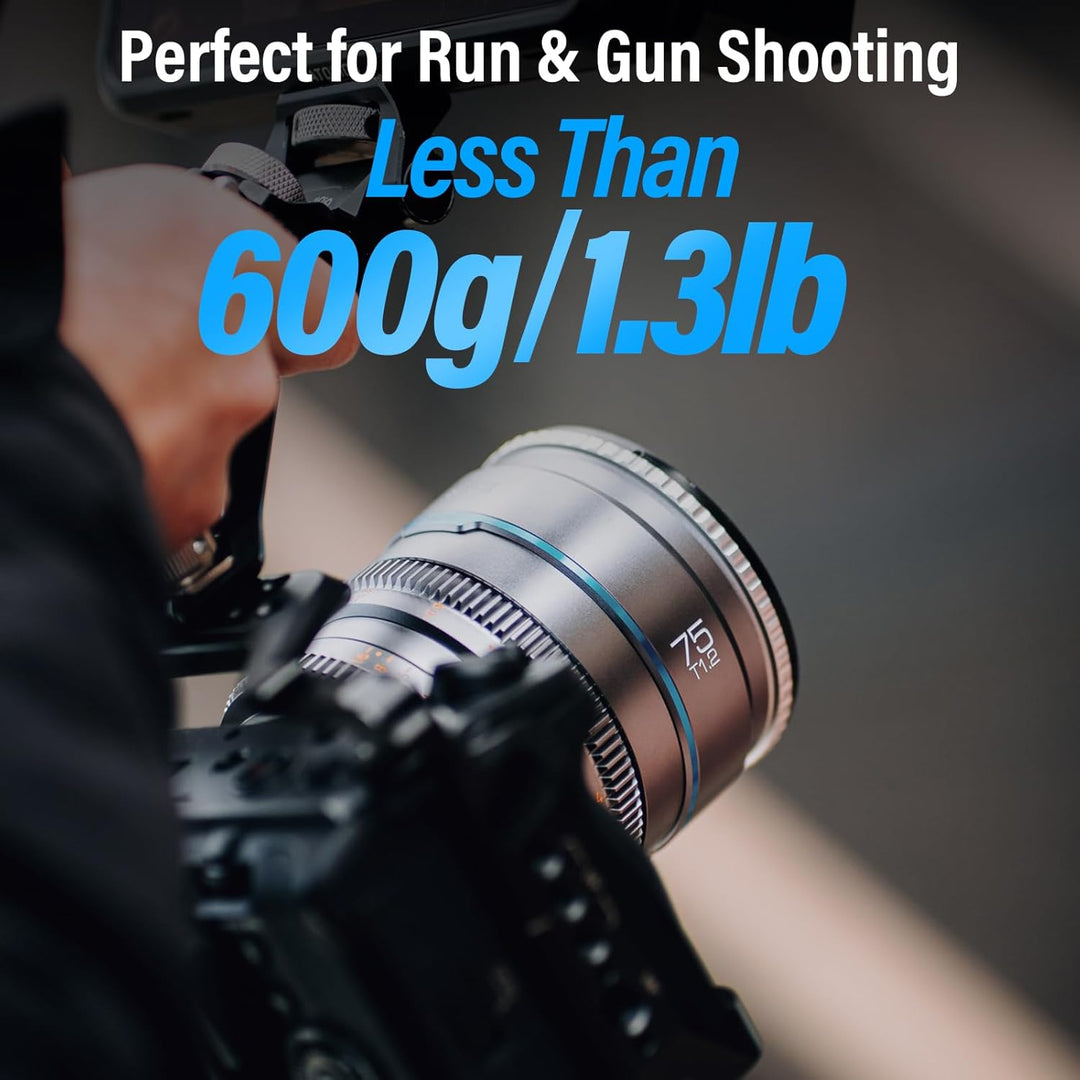 SIRUI Night Walker 75 mm T1.2 S35 Teleobjektiv Cine Objektiv, grosse Blende, manueller Fokus, MS75X-