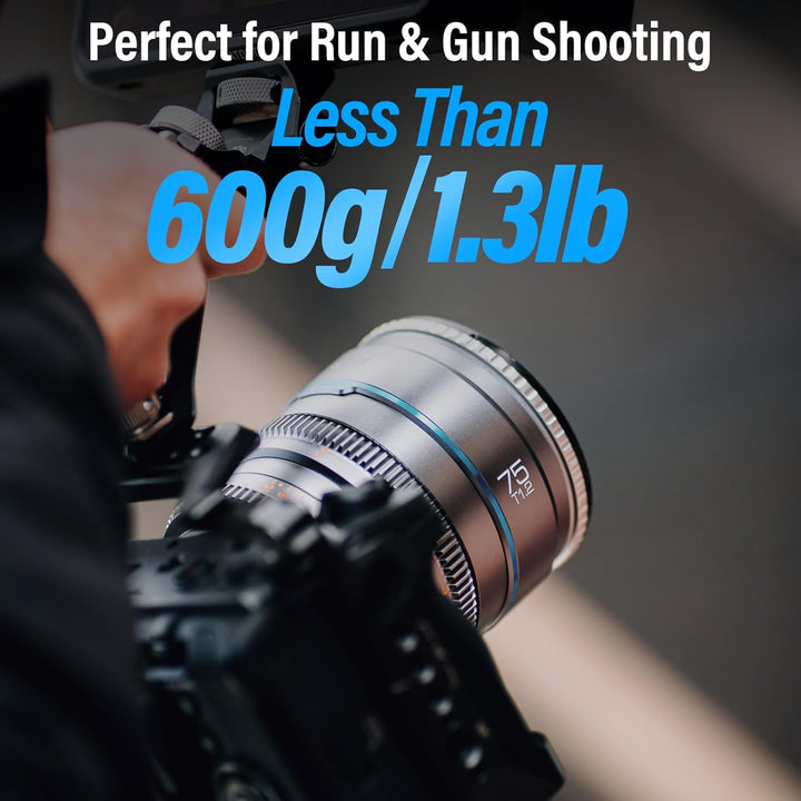 SIRUI Night Walker 75 mm T1.2 S35 Teleobjektiv Cine Objektiv, grosse Blende, manueller Fokus, MS75X-