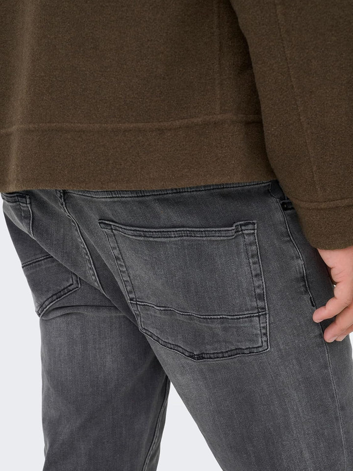 ONLY &amp; SONS Male Skinny Jeans ONSWARP Niedrige Taille Skinny Fit Jeans 28W / 32L Grey Denim, 28W / 3