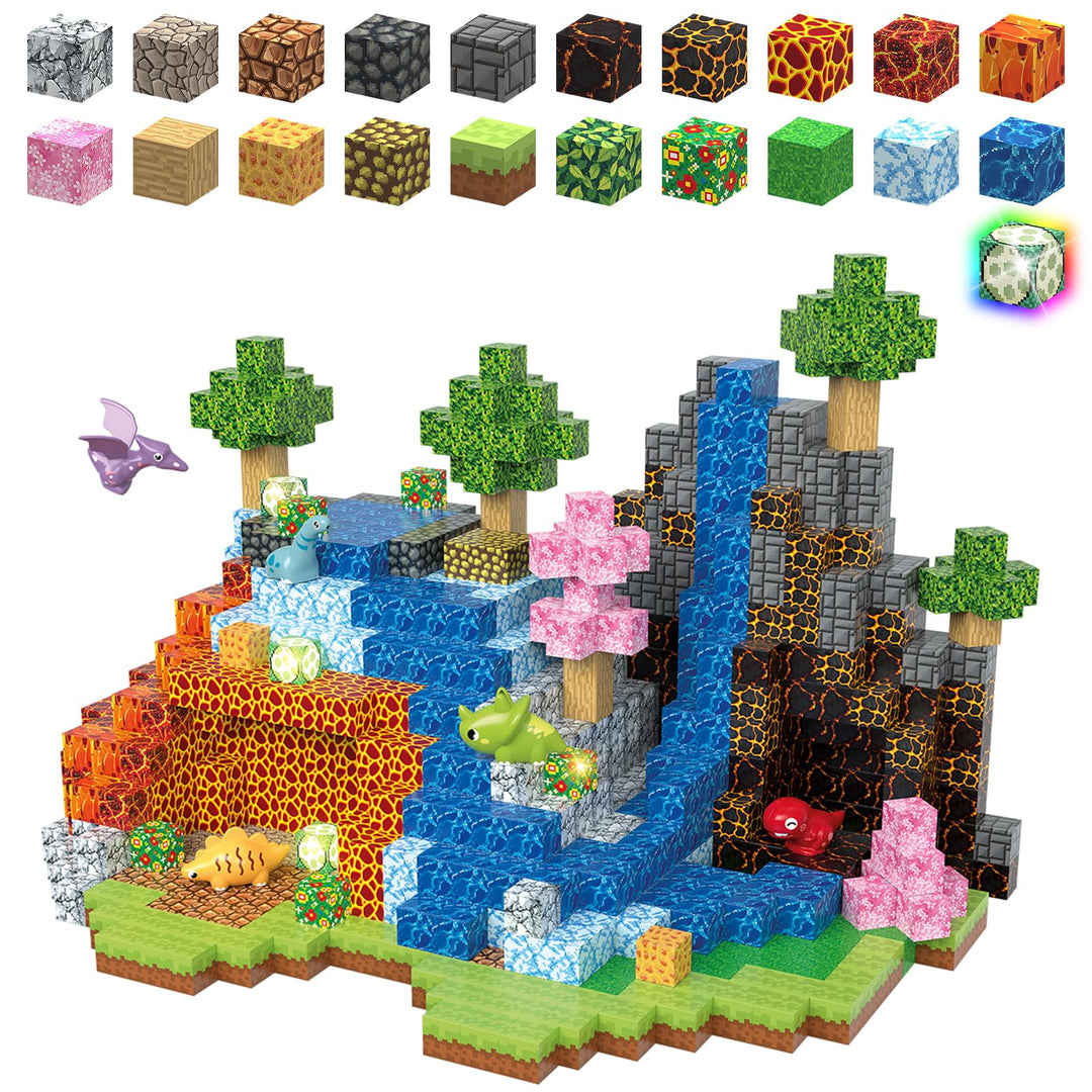 Magnetische Bausteine 100 Stück Baue 3D Dinosaurier Welt Magnet Building Blocks Spielzeug Geschenke