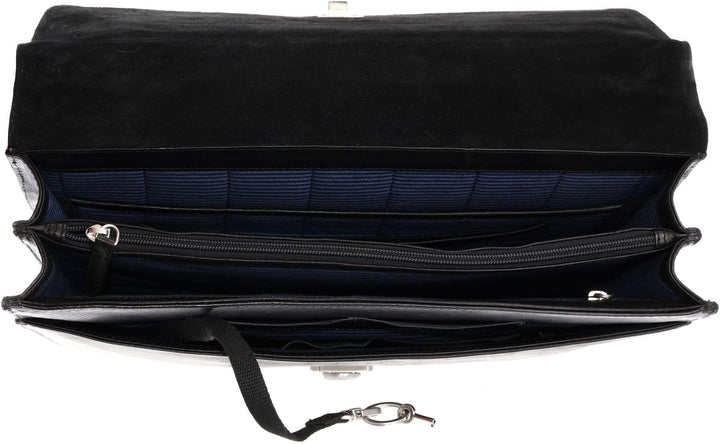 Leonhard Heyden Bergamo Aktentasche Leder 40 cm Laptopfach Schwarz, Schwarz