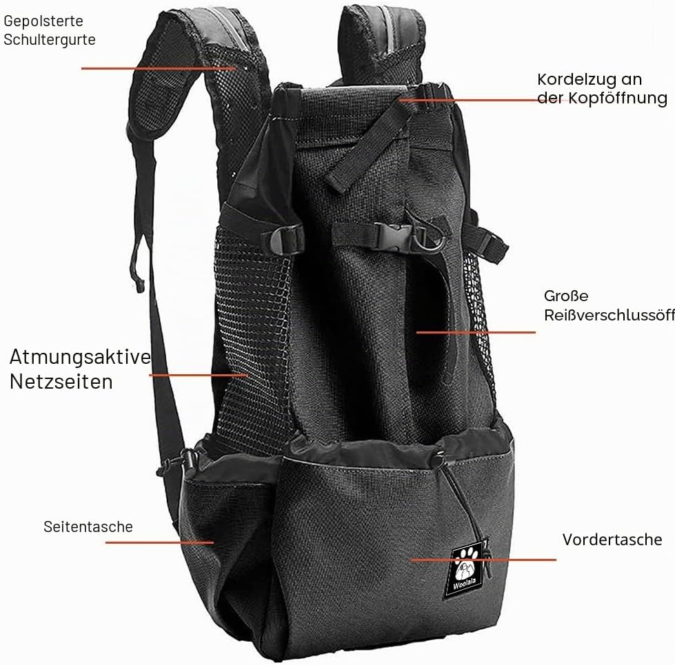1–25 kg Hundetragetasche mit Kordelzug, belüfteter Haustier-Rucksack für kleine, mittelgrosse Hunde,