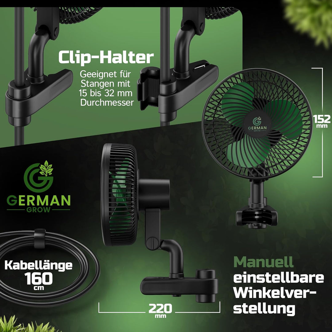 G6 Clip-Ventilator ECO Motor 10W, 10-Stufen, Oszillierend für Growbox und Pflanzenwachstum