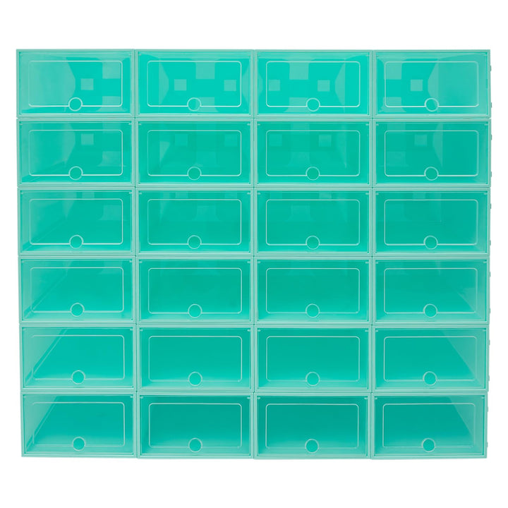 Schuhboxen 24er Set,Stapelbar Transparent Schuhkarton für Turnschuhen,flachen Schuhen,Hausschuhen,bi