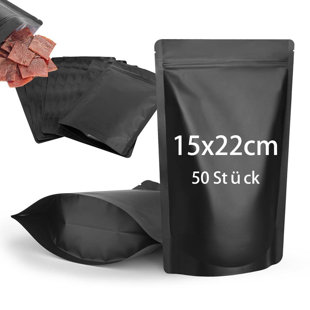 CANLENPK 50 Stück Wiederverschliessbare Mylar Beutel,Standboden Beutel,Reissverschluss Folien Tasche