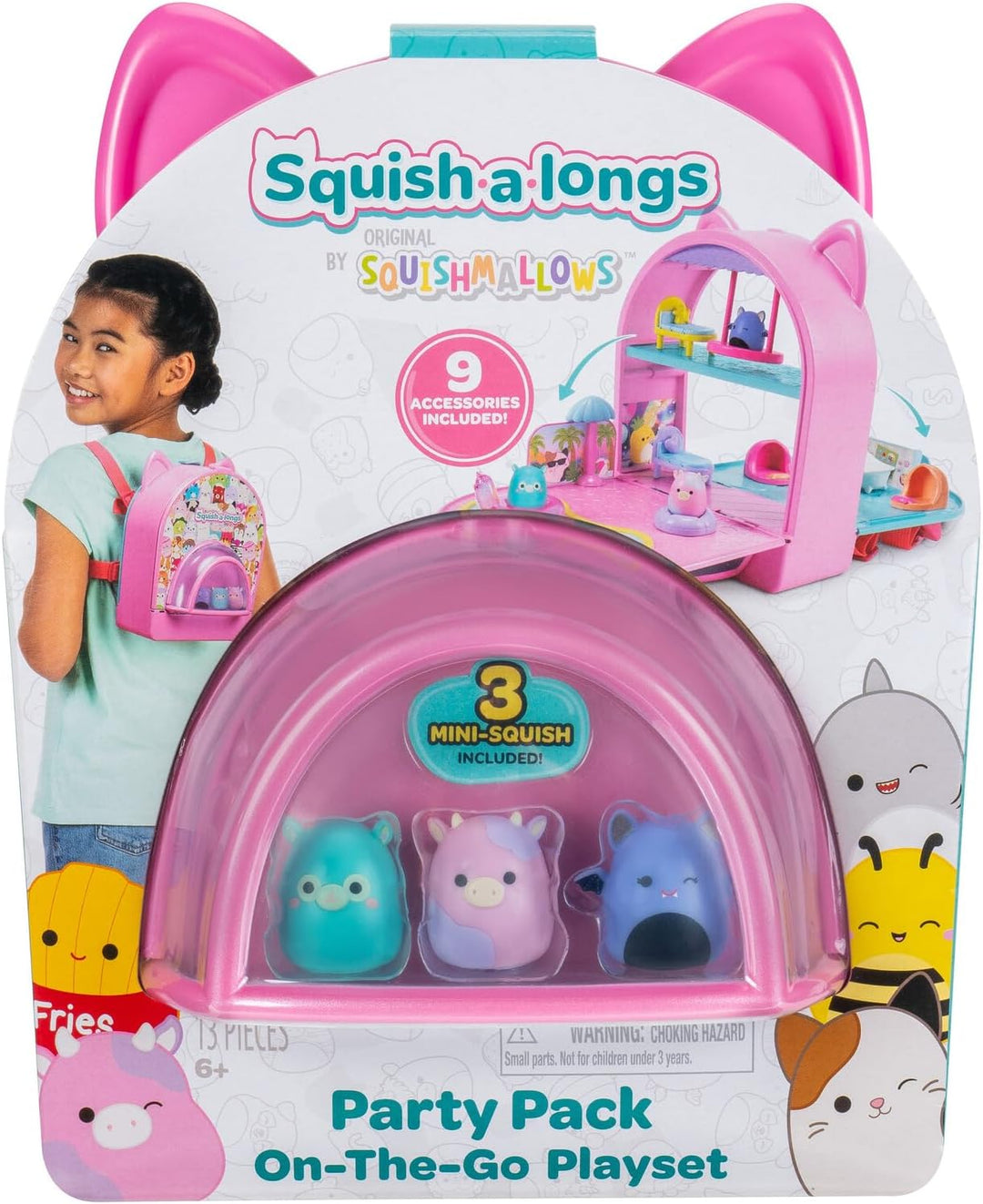 Squish-a-longs SQAL0037 - Party Pack On-The-Go Playset - Serie 1 - (3) 2,5 cm Mini-Squish mit (9) Ei