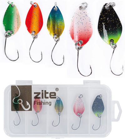 Zite Fishing Forellen-Köder Set 39 Stück - Trout Spoons Forellenblinker + Forellen-Spinner Angelköde