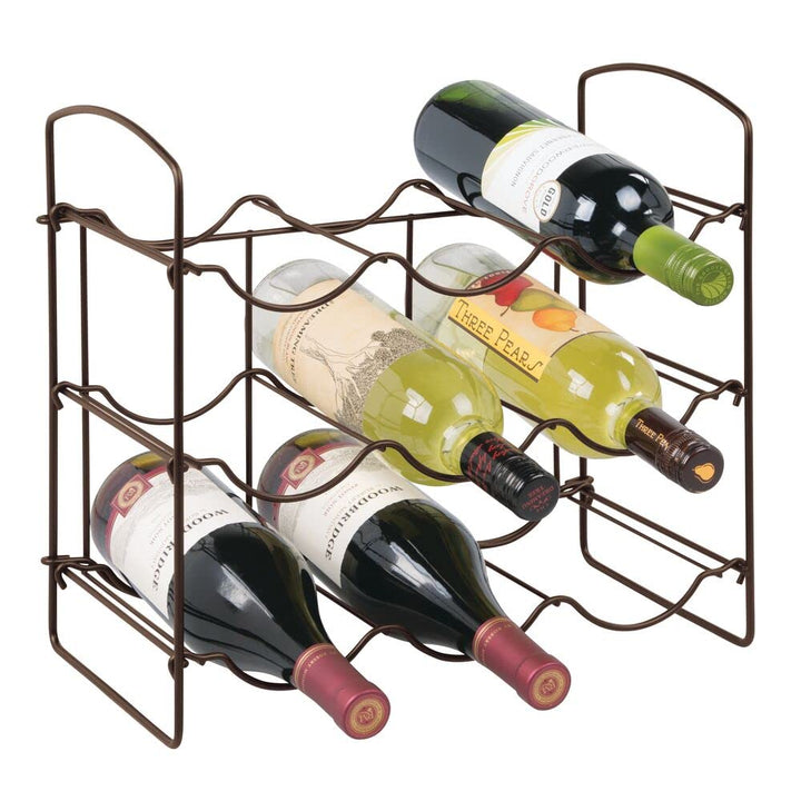 mDesign Weinregal für 9 Flaschen Wein, Bier, Wasser usw. – Flaschenhalter mit 3 Ebenen für die Küche