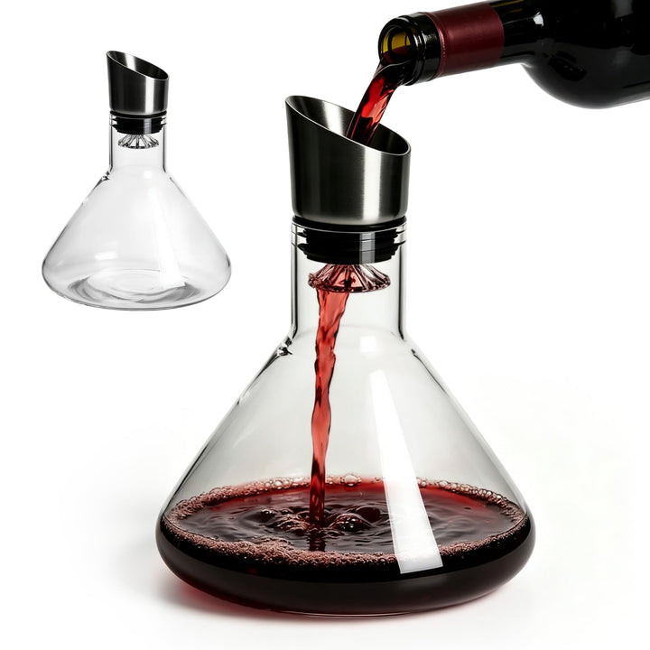 1800ml Wein Dekanter Kristallglas Dekantierer: Wasserfall Design Weinkaraffe Kristallglas, Doppelter