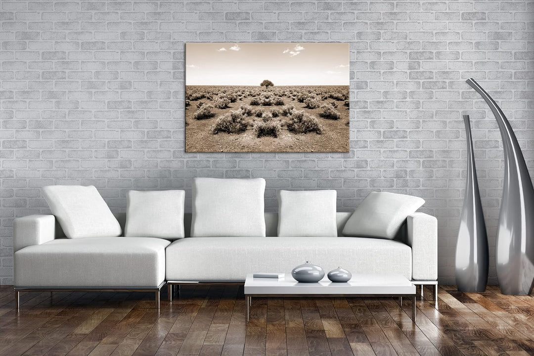deyoli einsamer Baum in unfruchtbaren Wüste Format: 120x80 Effekt: Sepia als Leinwandbild, Motiv fer